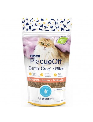 Image de Dental Croq' Saumon - Plaque dentaire, Tartre et Haleine chats 60 g - ProDen depuis Achetez les produits ProDen à l'herboristerie Louis