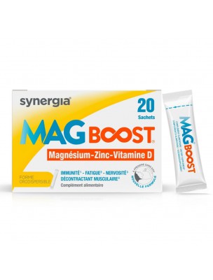 Image de MagBoost - Magnésium et Vitamines (D3, B5, B6) 20 sachets - Synergia via POE N°18 Solution Précieuse - Fatigue 200ml - Bioligo