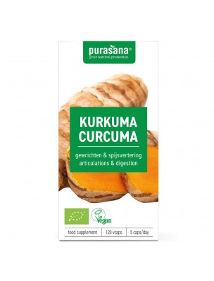 Image de Curcuma Bio - Antioxydant et articulations 120 gélules - Purasana depuis Curcuma : boostez votre santé avec nos produits naturels