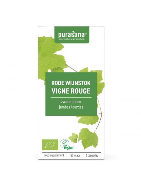 Achetez Vigne rouge Bio - Circulation 120 gélules - Purasana à l'herboristerie Louis Image principale de Vigne rouge Bio - Circulation 120 gélules - Purasana