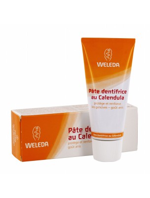 Image de Dentifrice au Calendula - Protection naturelle contre les caries 75 ml - Weleda via Souci Bio - Pétales 50g - Tisane de Calendula officinalis L.