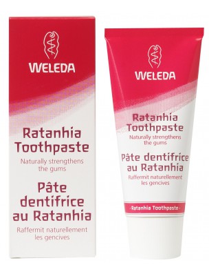 Image de Ratanhia Toothpaste - Natural Gum Strengthening 75 ml - The Gum Shield Weleda via Buy Organic Gingival Massage Paste - Soothing and Cleansing Propolis