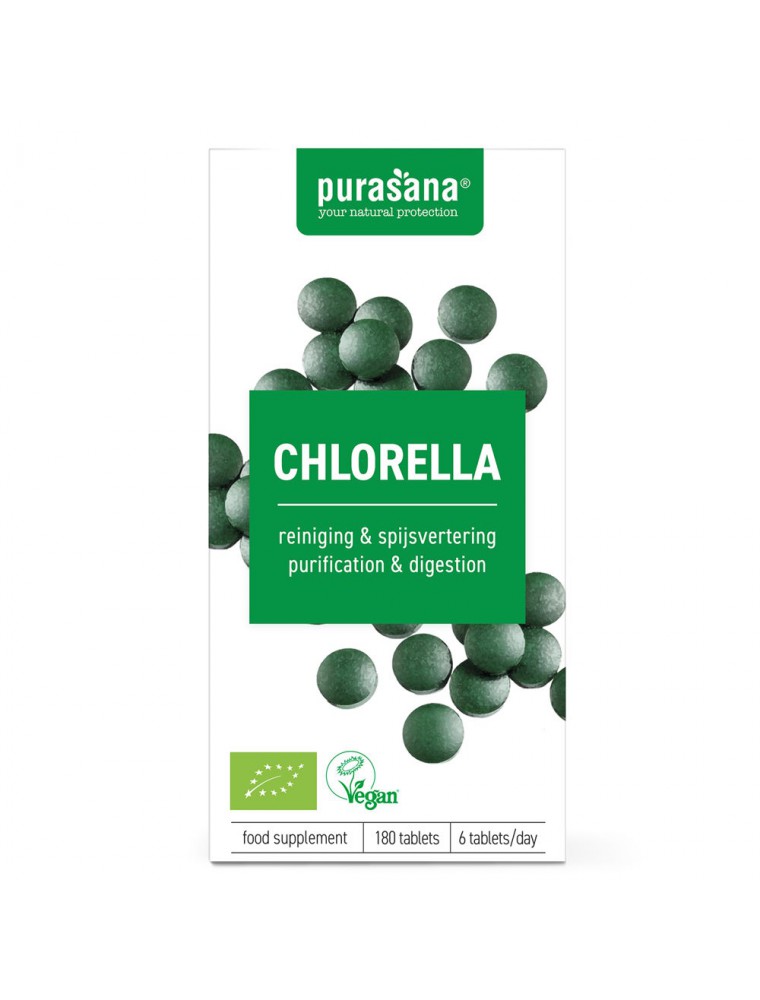 Image principale de la modale pour Chlorella Bio - Vitalité et dépuratif 180 comprimés - Purasana