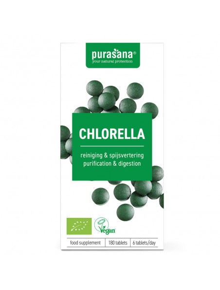 Achetez Chlorella Bio - Vitalité et dépuratif 180 comprimés - Purasana à l'herboristerie Louis Image principale de Chlorella Bio - Vitalité et dépuratif 180 comprimés - Purasana