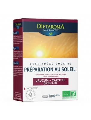 Image de Derm'idéal Solaire Bio - Préparation au Soleil 60 comprimés - Dietaroma depuis Soins solaires pour prévenir, protéger et hydrater votre peau