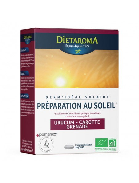 Image principale de Derm'idéal Solaire Bio - Préparation au Soleil 60 comprimés - Dietaroma