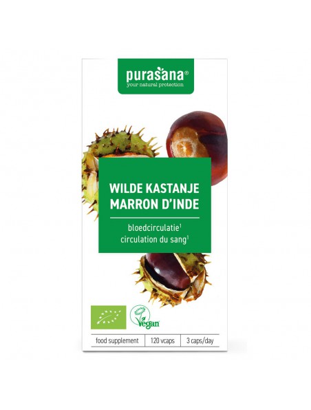 Achetez Marronnier d'Inde Bio - Circulation 120 gélules - Purasana à l'herboristerie Louis Image principale de Marronnier d'Inde Bio - Circulation 120 gélules - Purasana