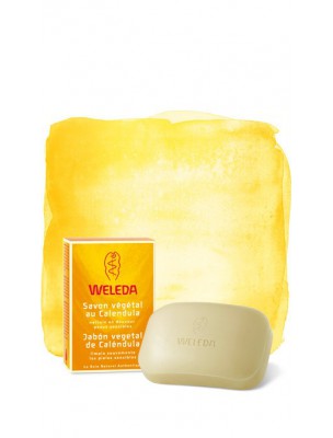 Image de Savon végétal au Calendula - Nettoie en douceur les peaux sensibles 100 g - Weleda via Acheter Crème visage au Calendula pour Bébé - Soigne et hydrate 50 ml -