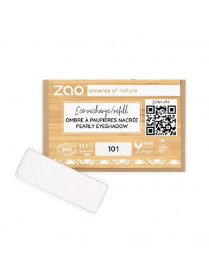 Image de Recharge Ombre à paupières nacrée Rectangle Bio - Blanc 101 1,3 grammes - Zao Make-up depuis Ombres à paupières et fixateurs naturels | Achetez en ligne | Maquillage naturel