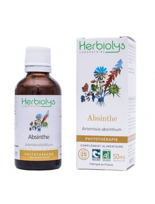 Image de Absinthe (Grande absinthe) Bio - Estomac et Vermifuge Teinture-mère Artemisia absinthium 50 ml - Herbiolys via Absinthe petite - Produit d'herboristerie 100g