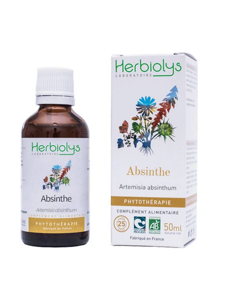 Image principale de la modale pour Absinthe (Grande absinthe) Bio - Estomac et Vermifuge Teinture-mère Artemisia absinthium 50 ml - Herbiolys