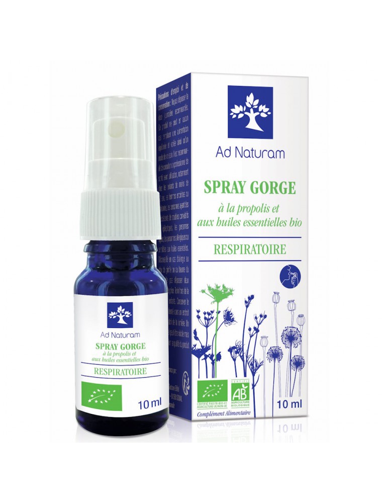 Image principale de la modale pour Spray Gorge Bio - Voies Respiratoires 10 ml - Ad Naturam