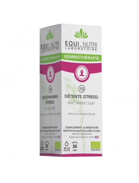 Achetez Détente (Stress) Complexe n°13 Bio - Sérénité et Relaxation 30 ml - Equi-Nutri à l'herboristerie Louis Image principale de Détente (Stress) Complexe n°13 Bio - Sérénité et Relaxation 30 ml - Equi-Nutri