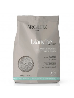 Image de Argile blanche ultra-ventilée - Peaux ternes 200 grammes - Argiletz via Masque à l’argile blanche - Peaux ternes 100ml - Argiletz