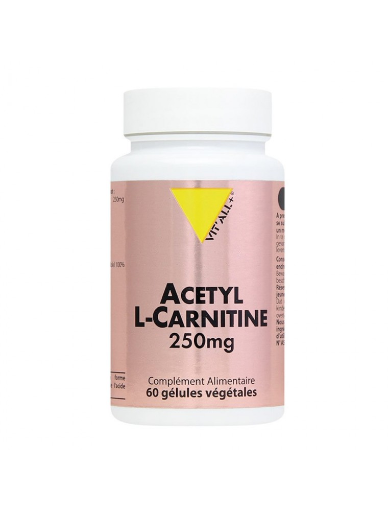 Image principale de la modale pour Acétyl L-Carnitine 250 mg - Acide Aminé 60 gélules végétales - Vit'all+