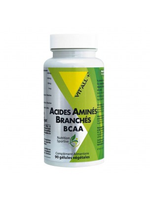 Image de Acides Aminés Branchés (BCAA) - Tonus 90 Gélules végétales - Vit'all+ via Vit'all+ Acides Aminés Complexe - Pour un Tonus en Forme