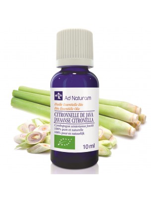 Image de Citronnelle de Java Bio - Huile essentielle de Cymbopogon nardus var winterianus 10 ml - Ad Naturam via Coriandre Bio - Huile essentielle 10ml