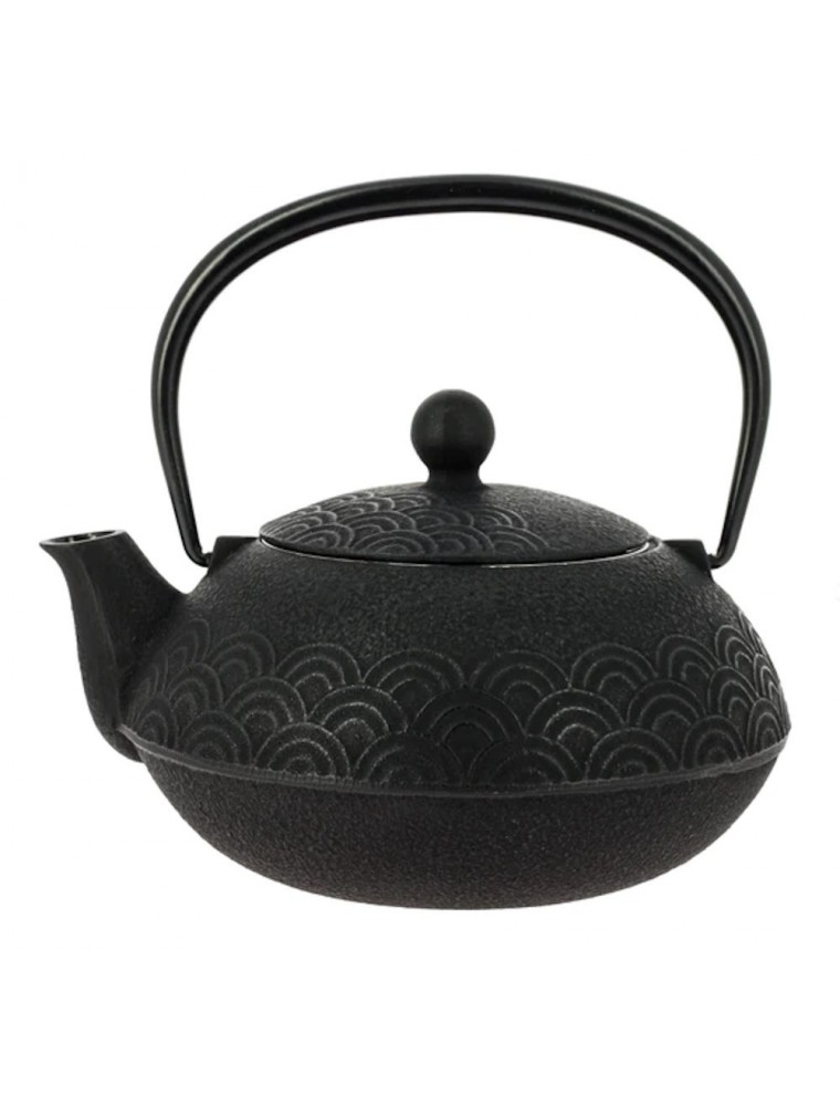 Image principale de la modale pour Théière en Fonte Iwachu Seigaiha Noire 650 ml avec son filtre