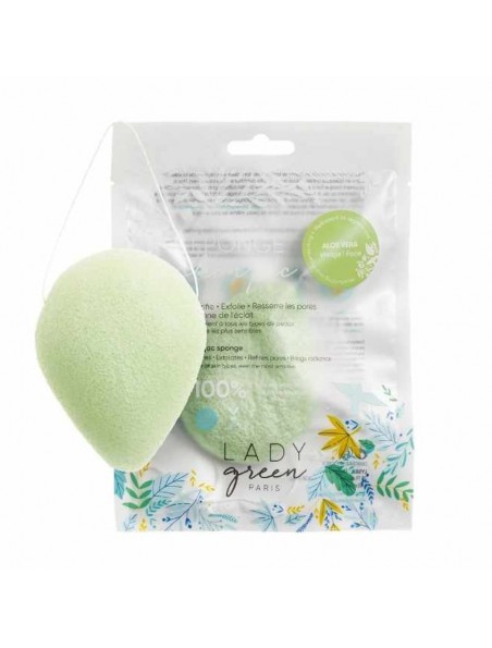 Achetez Eponge Konjac à l'Aloe Vera - Purifie, Exfolie et Donne de l'éclat - Lady Green à l'herboristerie Louis Image principale de Eponge Konjac à l'Aloe Vera - Purifie, Exfolie et Donne de l'éclat - Lady Green