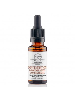 Image de Concentration - Elixir composé Bio aux Fleurs de Bach 20 ml - Elixirs and Co depuis Elixirs de Bach composés prêts à l'emploi - Produits de phytothérapie et d'herboristerie