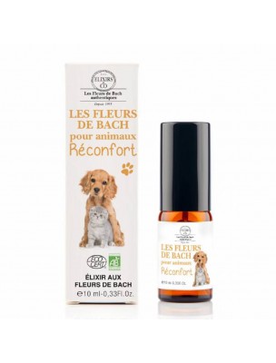 Image de Elixir Animaux Réconfort Bio aux Fleurs de Bach 10 ml - Elixirs and Co via Elixir Animaux Transport Bio - Elixirs and Co