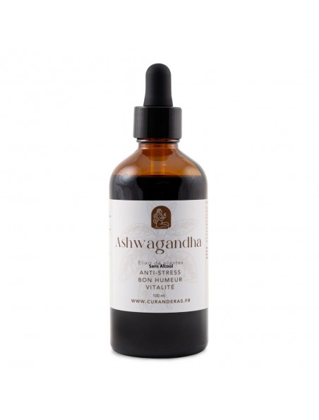 Achetez Elixir Ashwagandha Sans Alcool - Stress et Tonus 100 ml - Curanderas à l'herboristerie Louis Image principale de Elixir Ashwagandha Sans Alcool - Stress et Tonus 100 ml - Curanderas
