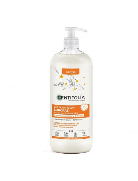 Achetez Gel Douche Fleur d'Oranger Bio - Gel Surgras et Sans Savon 1 Litre - Centifolia à l'herboristerie Louis Image principale de Gel Douche Fleur d'Oranger Bio - Gel Surgras et Sans Savon 1 Litre - Centifolia