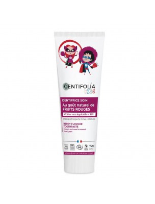 Image de Dentifrice Enfants aux Fruits Rouges Bio - Protection 75 ml - Centifolia via Etui Brosse à Dents Enfant - Accessoire Transport - Eco-Conseils