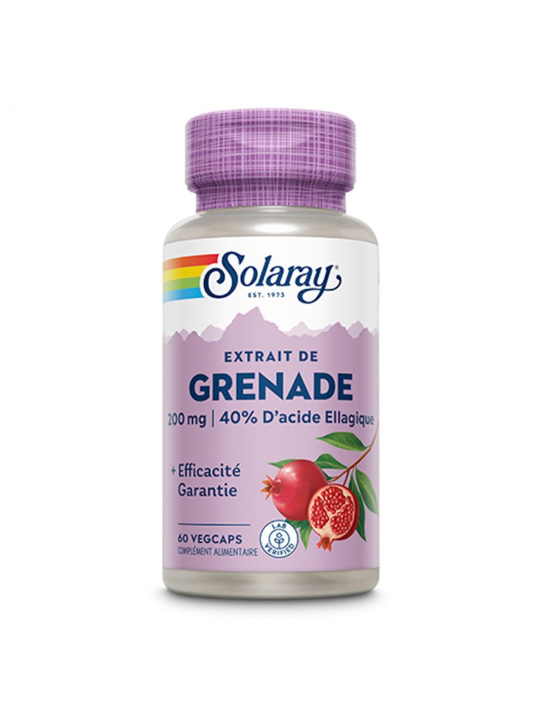 Image principale de la modale pour Grenade 200 mg - Antioxydant et Système cardiovasculaire 60 capsules - Solaray