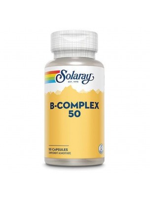 Image de B-Complex - Vitamines 50 capsules - Solaray via Vitamine B1 100mg - Système nerveux 100 gélules végétales - Solgar