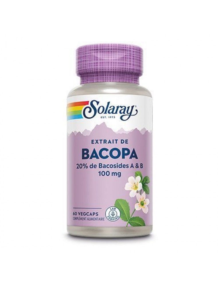 Image principale de la modale pour Bacopa 100 mg - Mémoire et Stress 60 capsules végétales - Solaray