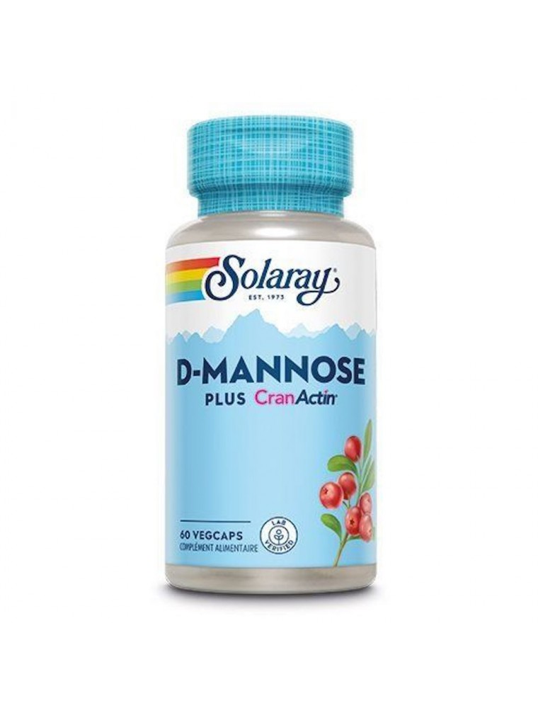 Image principale de la modale pour D-Mannose plus CranActin - Confort féminin 60 capsules végétales - Solaray