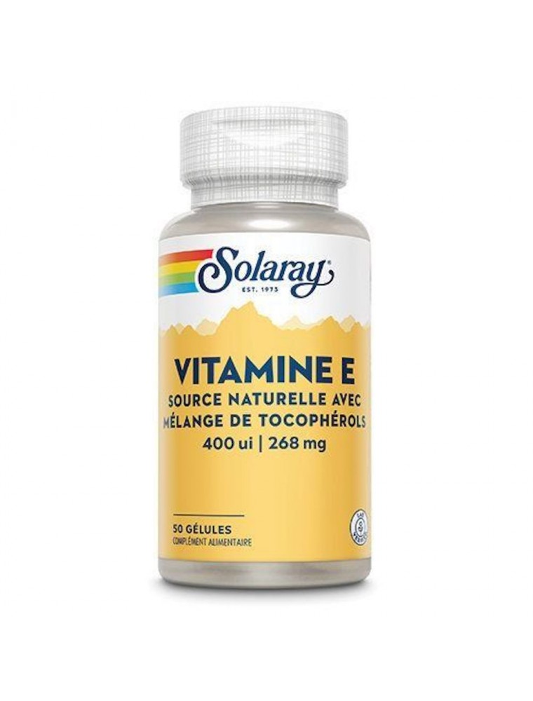 Image principale de la modale pour Vitamine E 400 UI - Anti-oxydant 50 gélules - Solaray