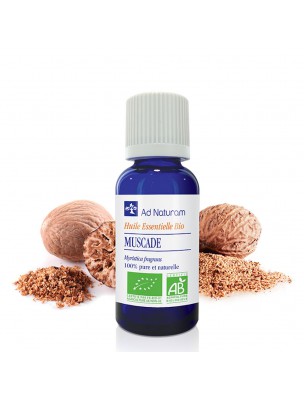 Image de Muscade (Noix) Bio - Huile essentielle de Myristica fragrans 10 ml - Ad Naturam via Myrrhe Bio - Huile essentielle de Commiphora myrrha 5 ml - Achetez