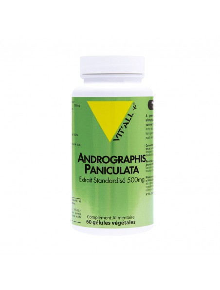 Achetez Andrographis Paniculata 500mg - Respiration et Défenses Naturelles 60 gélules végétales - Vit'all+ à l'herboristerie Louis Image principale de Andrographis Paniculata 500mg - Respiration et Défenses Naturelles 60 gélules végétales - Vit'all+