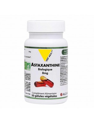 Image de Astaxanthine 8mg Bio - Antioxydant 30 gélules végétales - Vit'all+ depuis Découvrez nos compléments alimentaires naturels