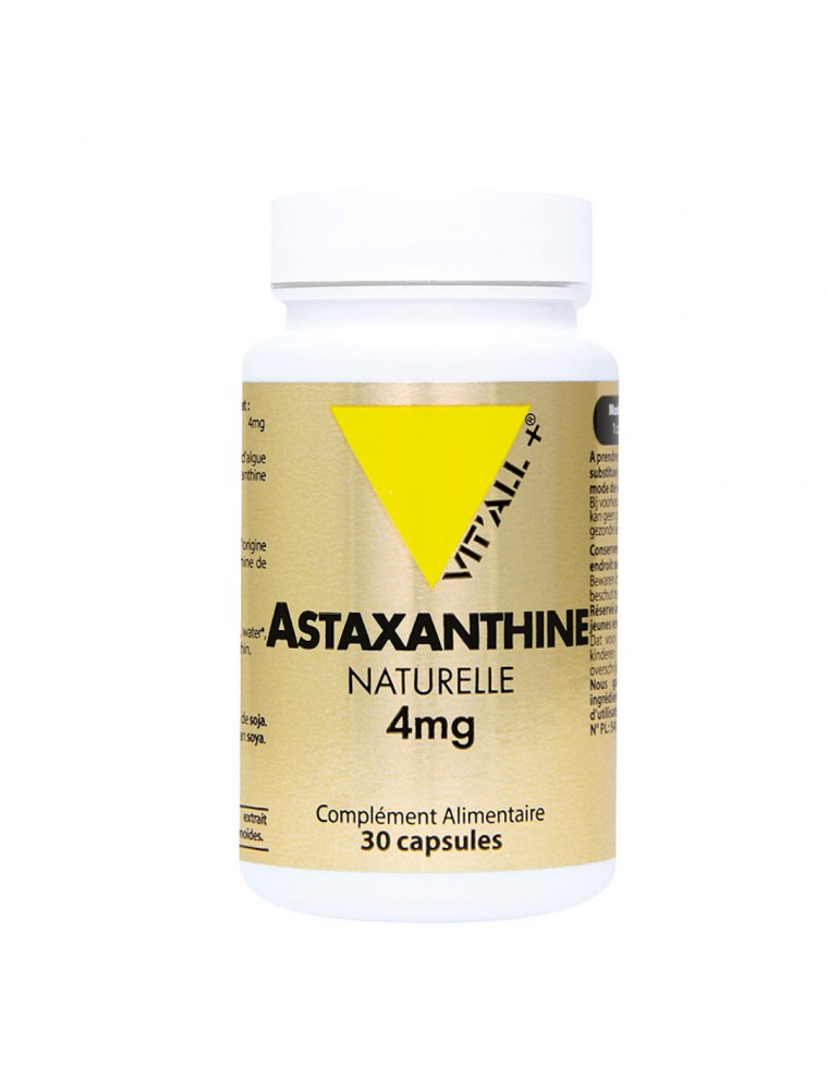 Image principale de la modale pour Astaxanthine Naturelle 4mg - Antioxydant 30 capsules - Vit'all+