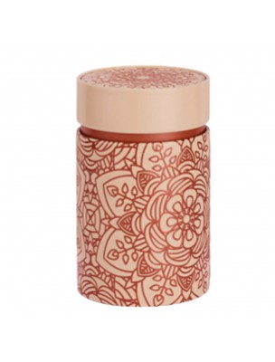 Image de Boîte à thé Mandala Beige pour 150 g de thé depuis Tisanière en verre 450 ml avec infuseur et couvercle en bambou