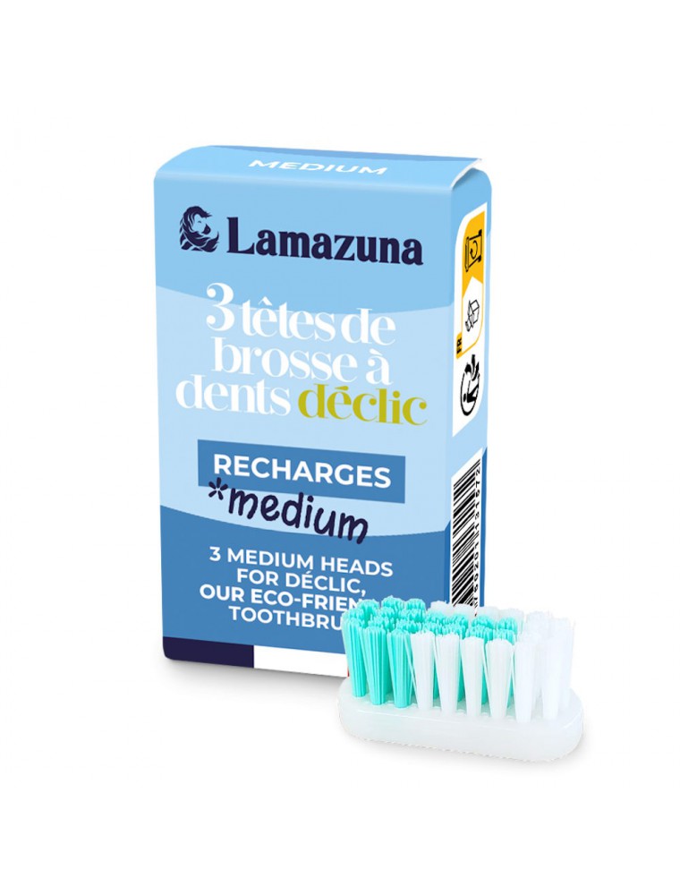 Image principale de la modale pour Recharge de 3 têtes pour Brosse à dent rechargeable - Médium - Lamazuna