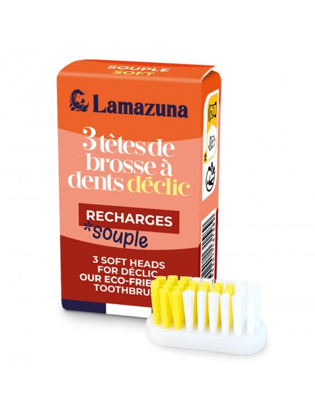 Image principale de Recharge de 3 têtes pour Brosse à dent rechargeable - Souple - Lamazuna