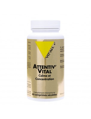 Image de Attentiv'Vital - Mémoire et Concentration 60 comprimés - Vit'all+ depuis Résultats de recherche pour "Vitamine B1 (Th"