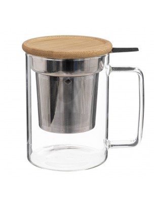 Image de Tisanière en Verre Simple Paroi 450 ml avec son Infuseur et son Couvercle en Bambou depuis Accessoires pour le thé - Dégustez votre infusion préférée (3)