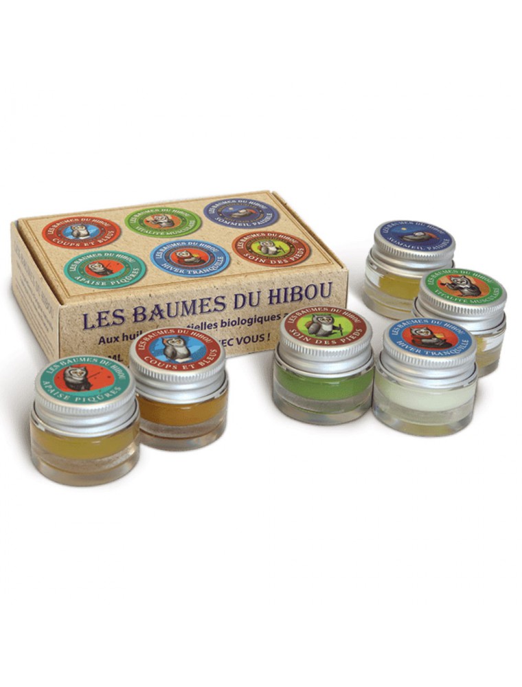 Image principale de la modale pour Kit de Voyage Bio - 6 baumes de 7 ml - Baume du hibou