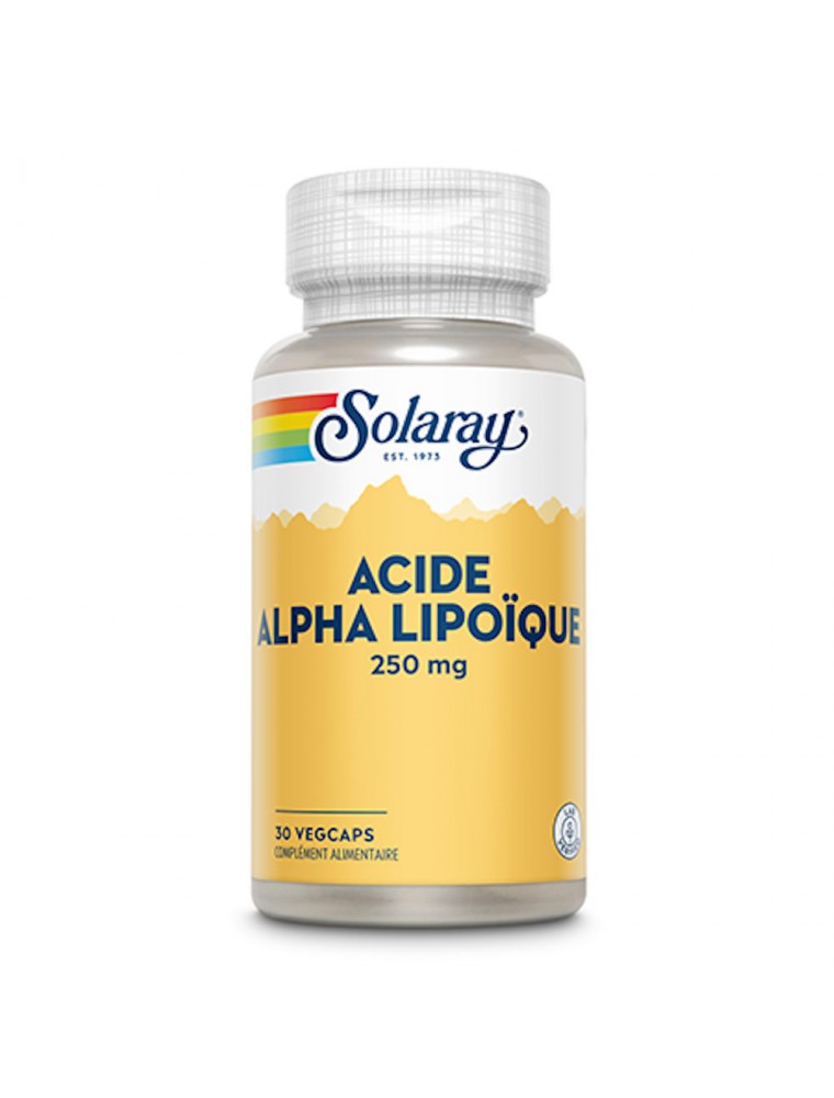 Image principale de la modale pour Acide Alpha Lipoïque 250 mg - Anti-oxydant 30 capsules - Solaray