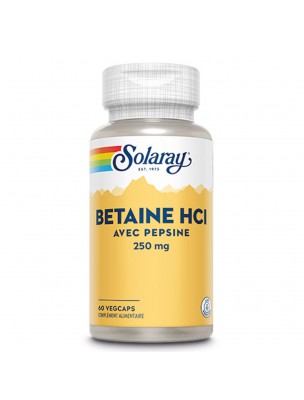 Image de Bétaïne HCl avec Pepsine - Confort Digestif 60 capsules - Solaray depuis Commandez les produits Solaray à l'herboristerie Louis