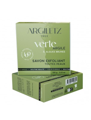 Image de Savon exfoliant corps - Argile verte, algues brunes, 100g - Argiletz via Tube de Pâte d'Argile Verte - 400g - Argiletz