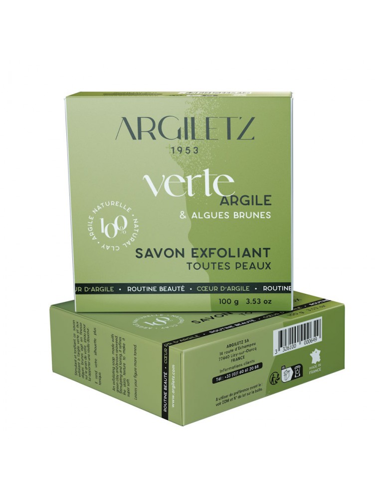 Image principale de la modale pour Savon exfoliant corps - Argile verte, algues brunes, 100g - Argiletz