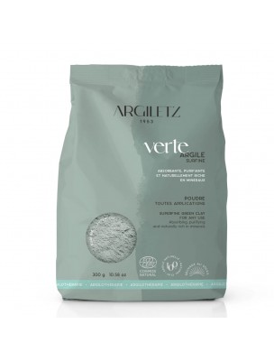 Image de Argile verte surfine - 300g - Argiletz via Gel Douche Gourmand XXL Bio - Pêche Abricot 1L - Naturado