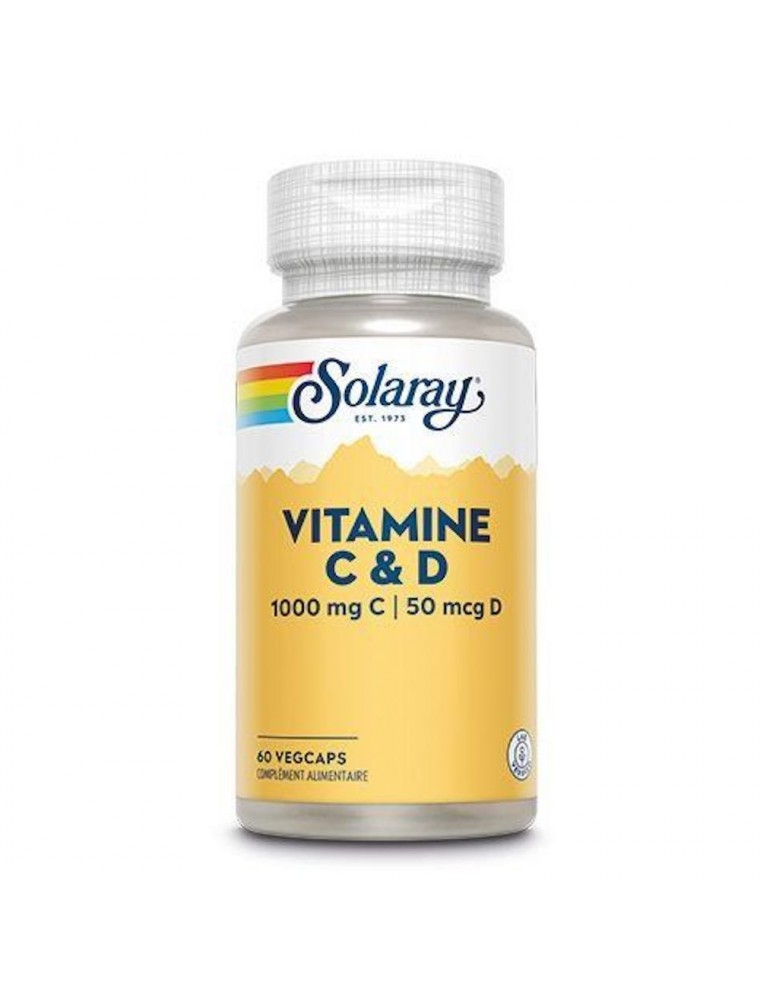 Image principale de la modale pour Vitamines C et D - Tonus 60 capsules - Solaray