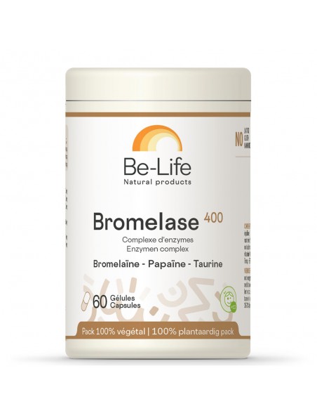 Image principale de Bromelase 400 - Bromelaïne, Papaïne et Taurine 60 gélules - Be-Life